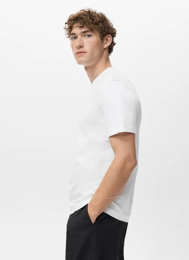 Mango Man  100% cotton slim-fit t-shirt for Men | Best Price UAE
